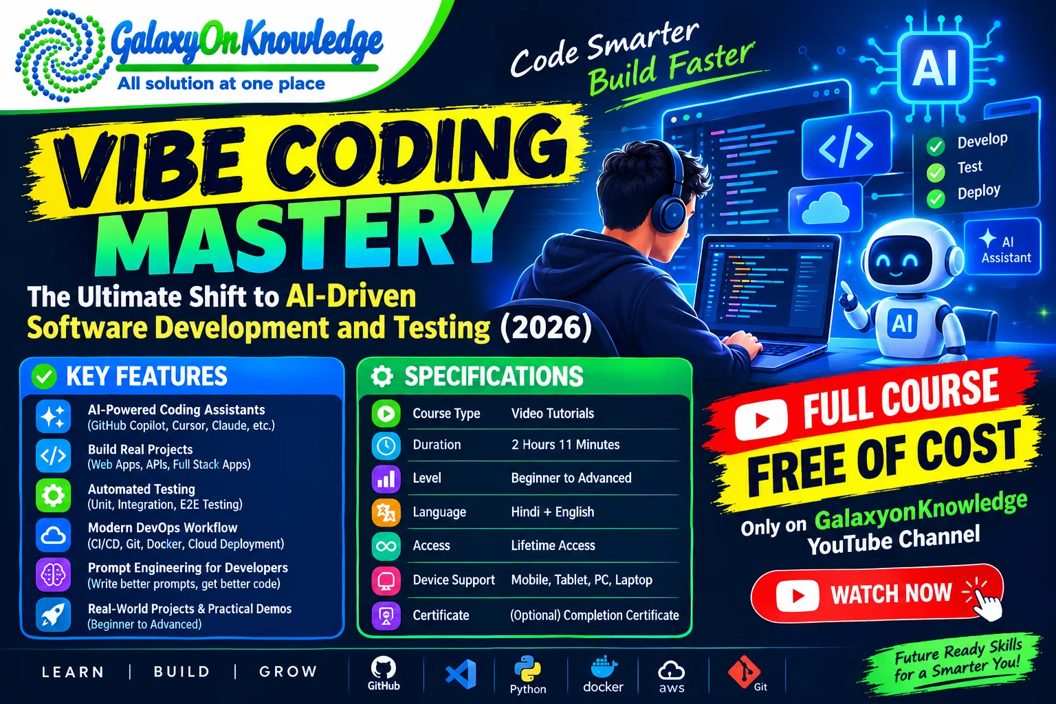 Vibe Coding AI Driven Software Development and Testing in 2 Hours 11 Minute (Full Course 2026)