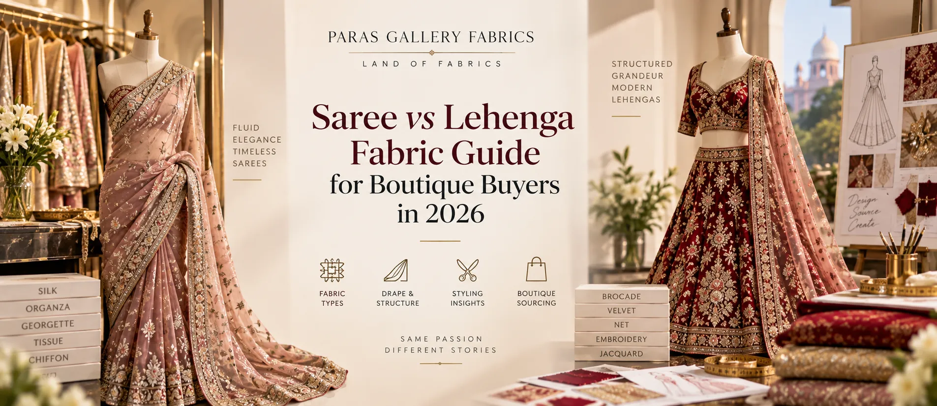 Saree vs Lehenga Fabric Guide for Boutique Buyers in 2026