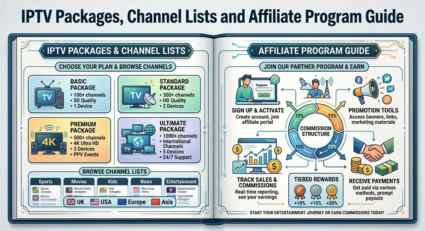 IPTV Packages, Channel Lists and Affiliate Program Guide