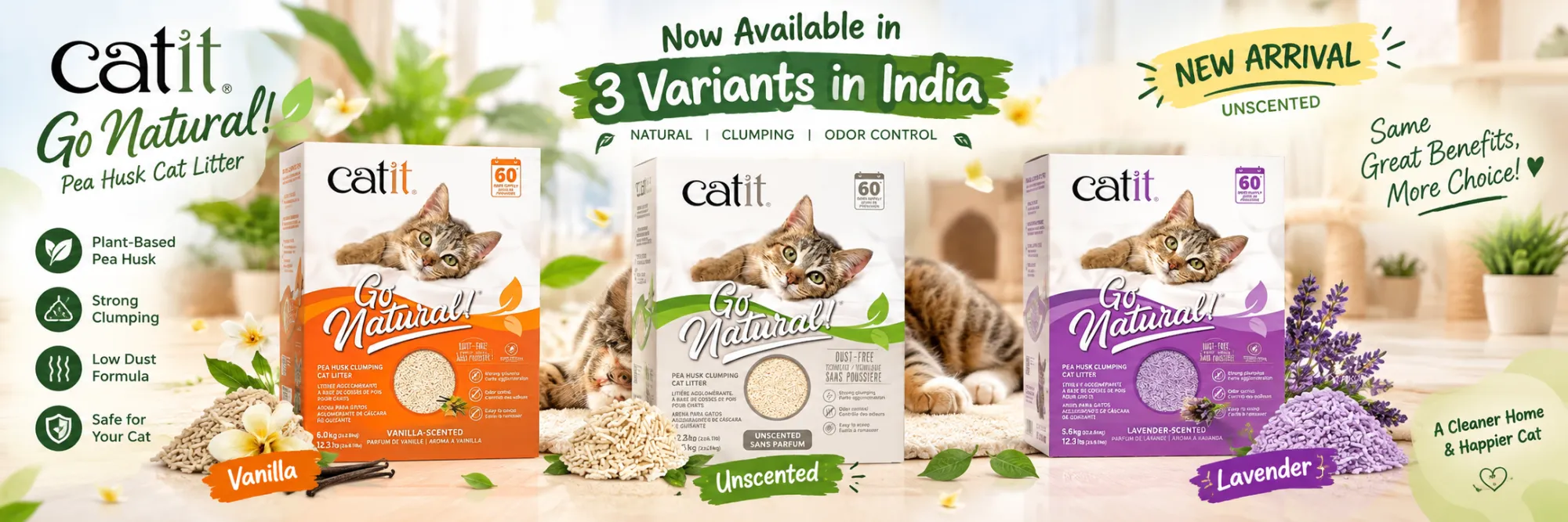 Catit Go Natural Pea Husk Cat Litter: Now Available in 3 Variants in India