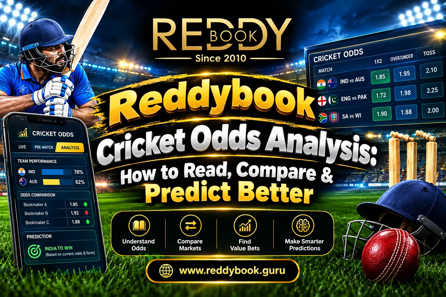 Reddybook Cricket Odds Analysis: How to Read, Compare & Predict Better
