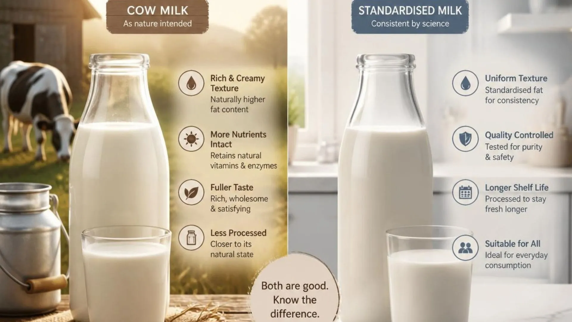 Cow Milk vs Standardised Milk: Understanding the Difference