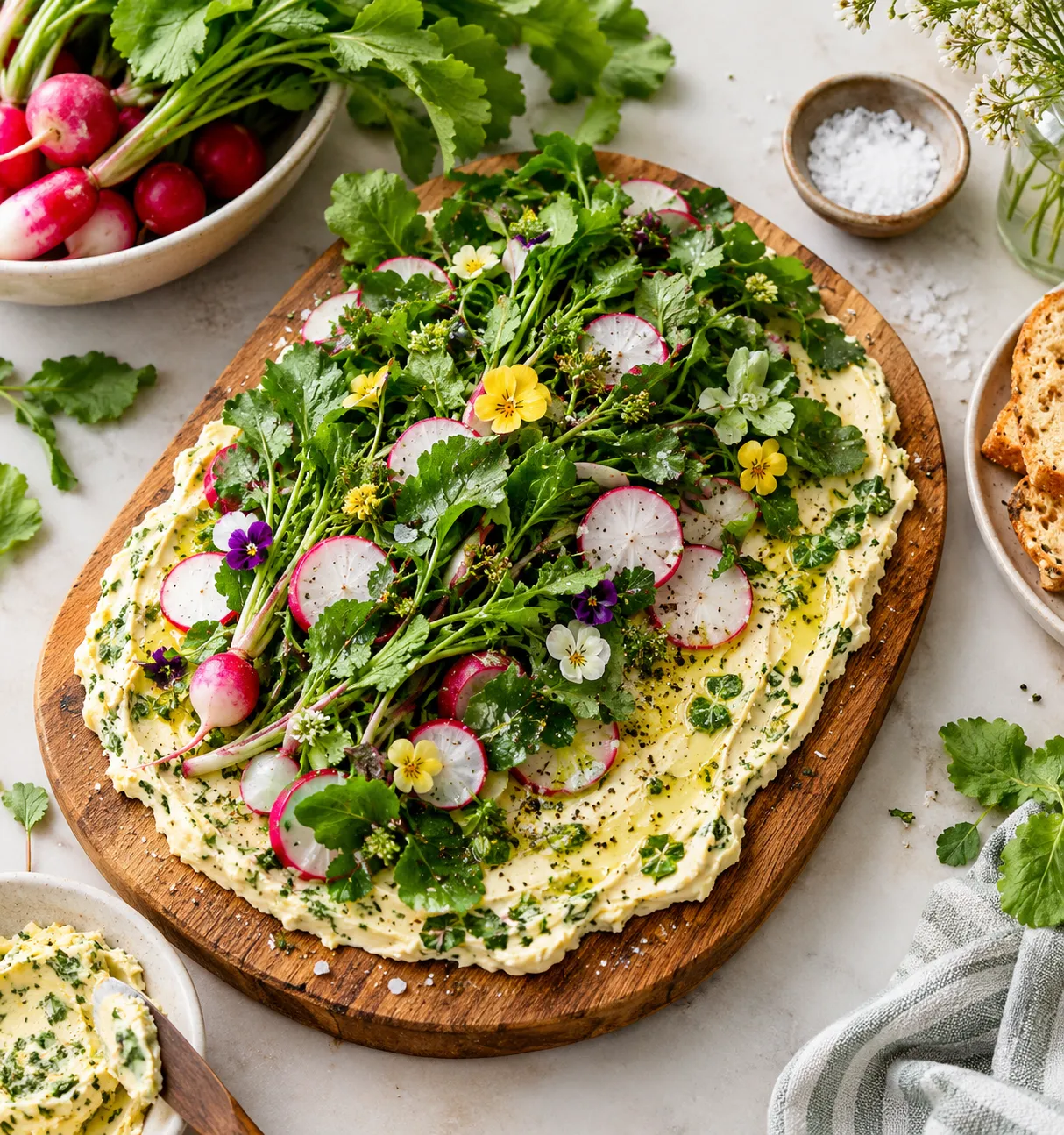 How to Turn Radish Tops Into a Beautiful Spring Butter Board