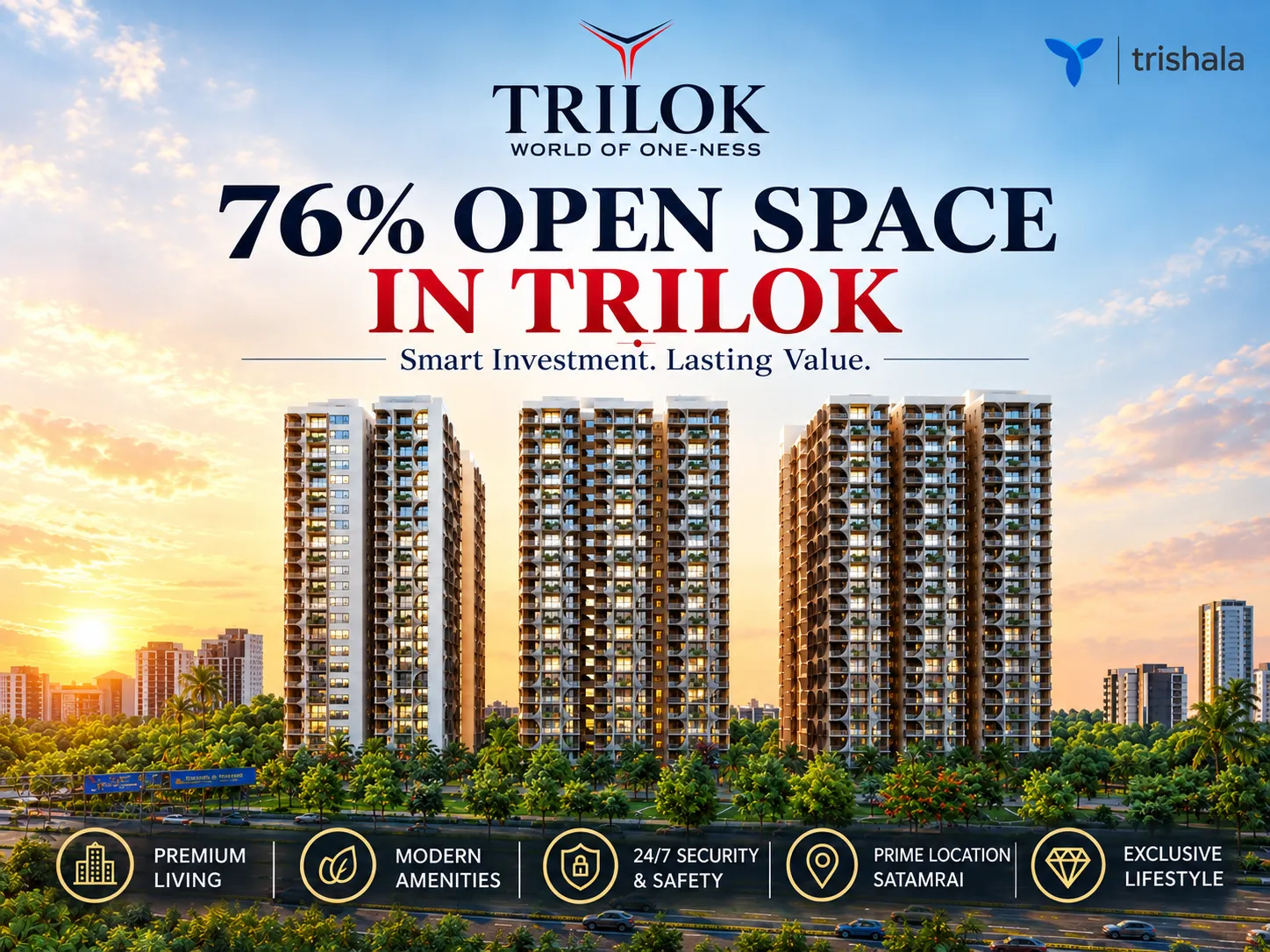 Trilok by Trishala Infra: Redefining Urban Living with 76% Open Space