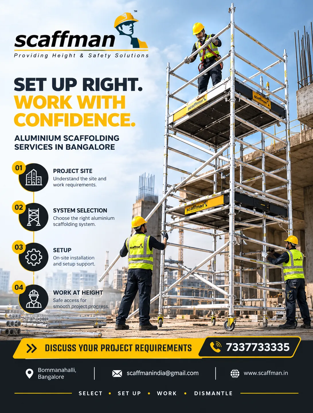 Aluminium Scaffolding for Building Maintenance, Construction and Installation in Bangalore