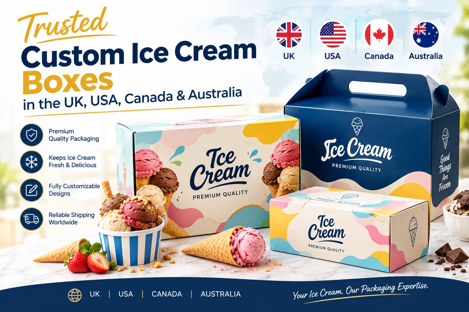 Trusted Custom Ice Cream Boxes in the UK, USA, Canada & Australia