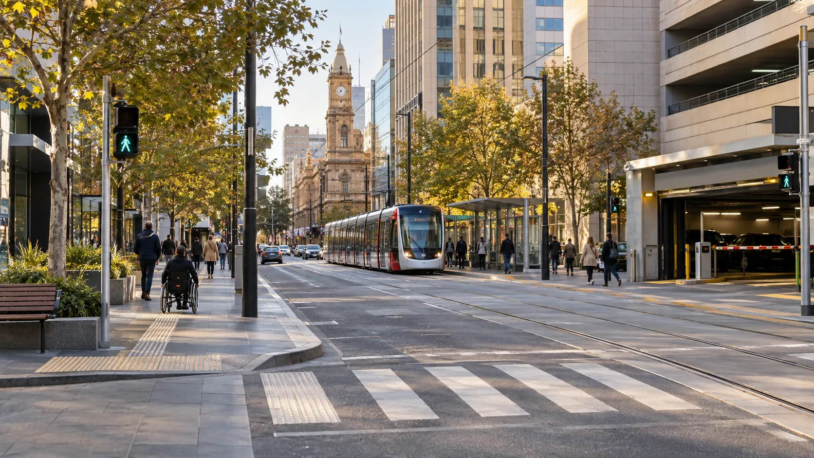 Planning a visit to 107 King William Street: parking, tram and return-transport checks
