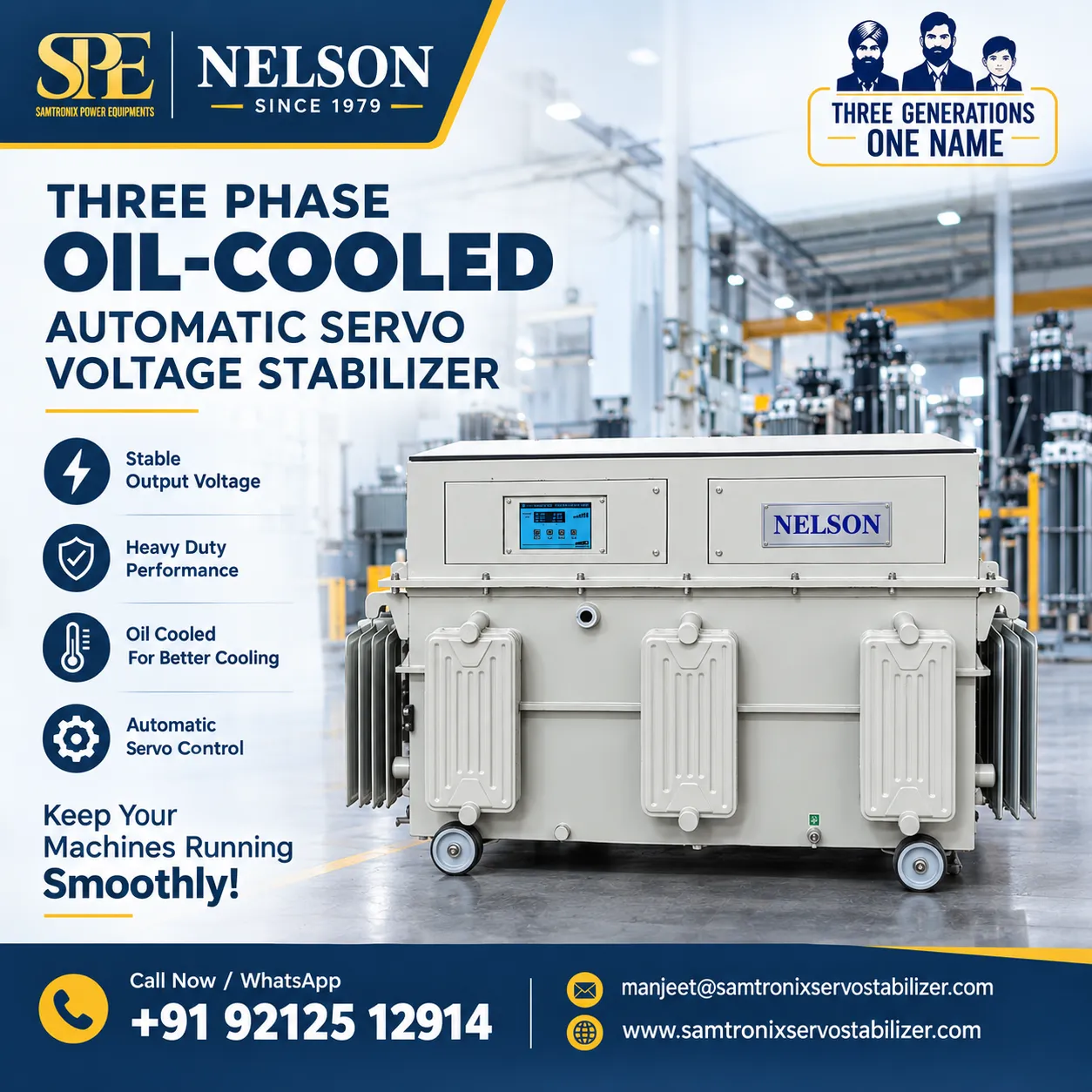 Three Phase Servo Voltage Stabilizer india Company in Haryana for Industrial Machines