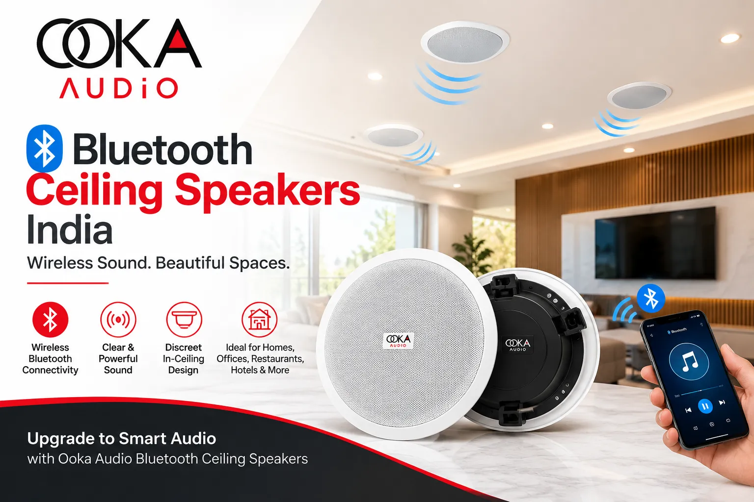 Bluetooth Ceiling Speakers India – Wireless Ceiling Audio by Ooka Audio