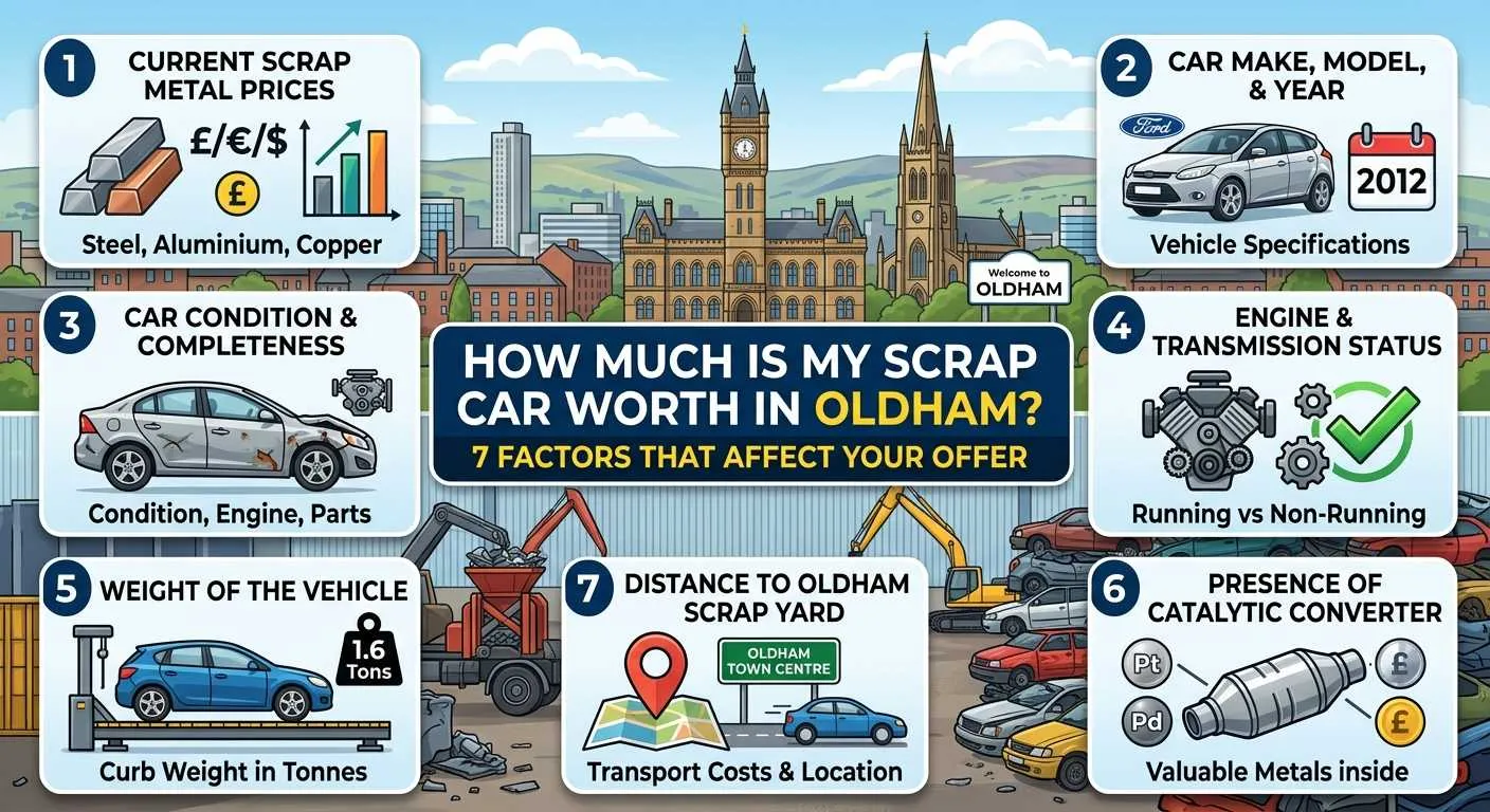 How Much Is My Scrap Car Worth in Oldham? 7 Factors That Affect Your Offer
