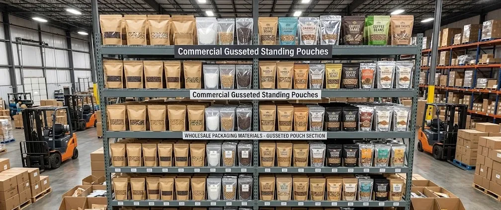 What types of ready-made pouches are available for immediate purchase?