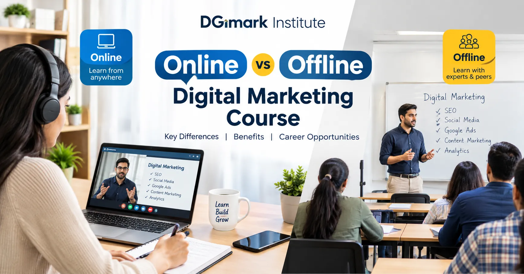 DGmark Institute: Online or Offline Digital Marketing Course? Key Differences, Benefits, and Career Opportunities