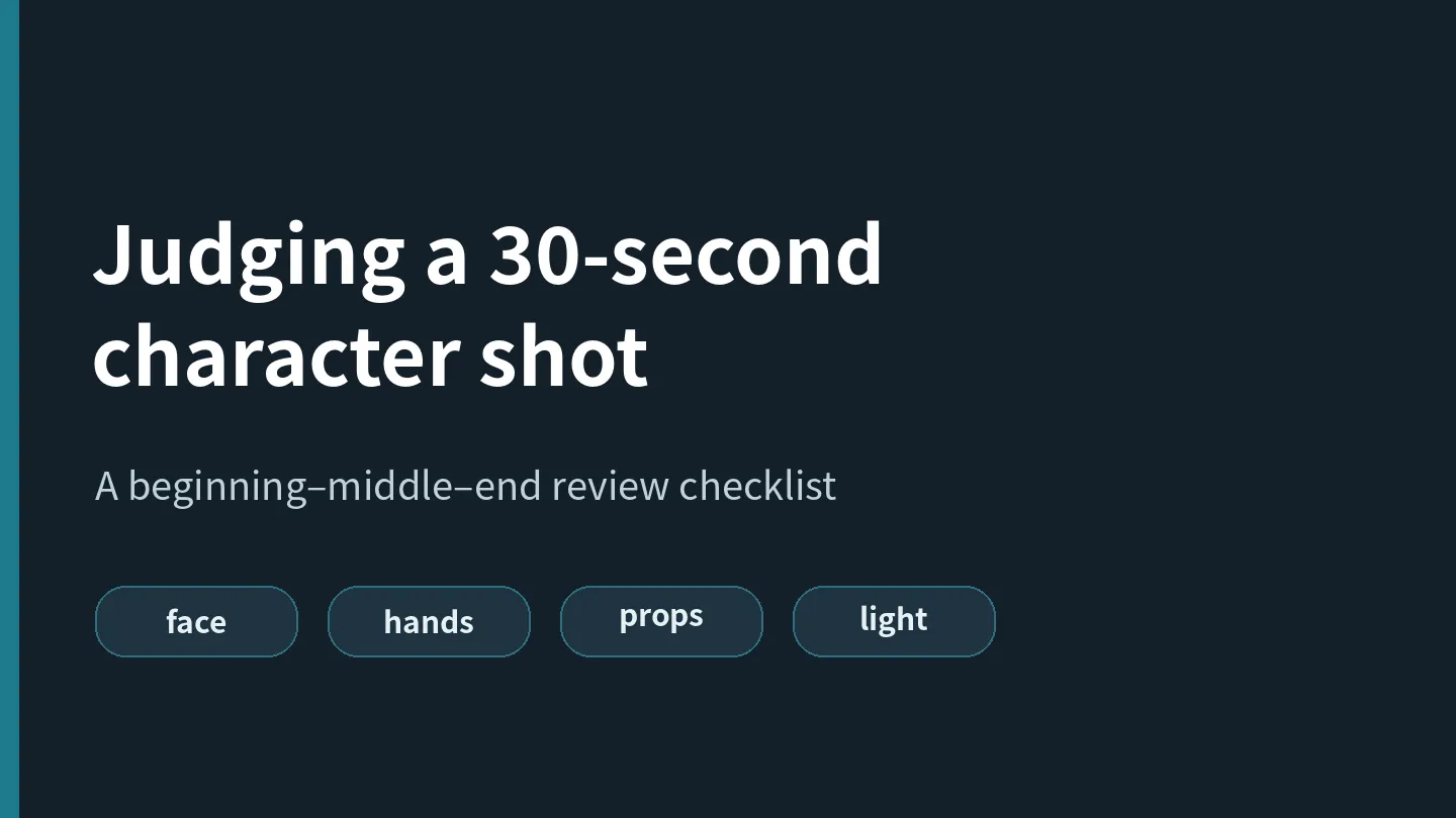 Judging a 30-second character shot: a beginning–middle–end review checklist