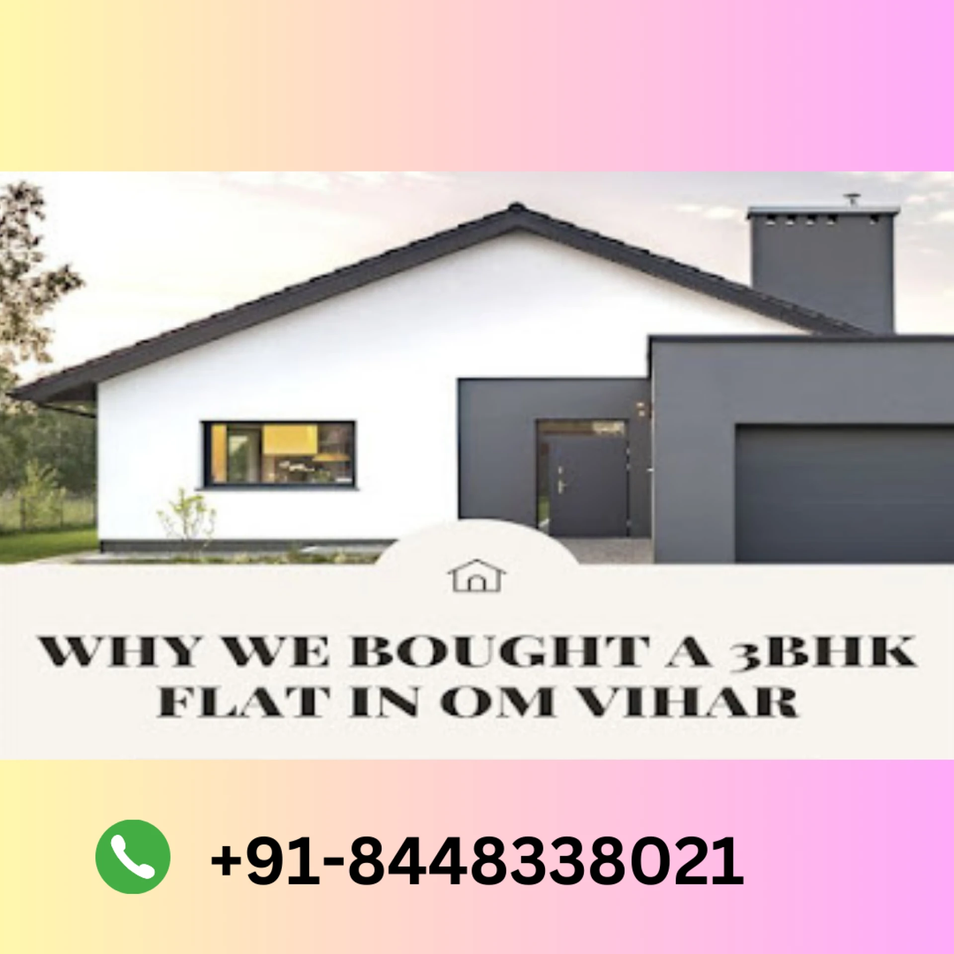 3BHK Flat in Om Vihar +91–8448338021