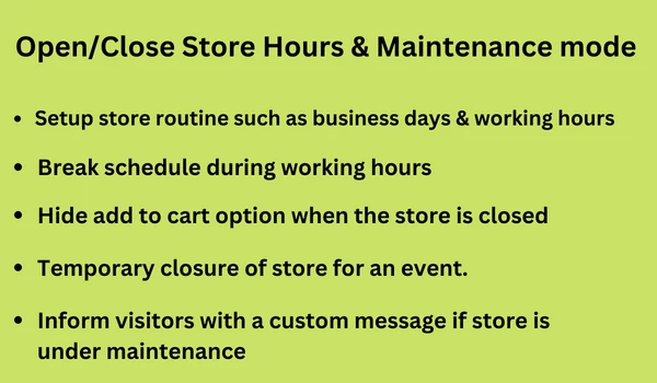Open/Close Store Hours &amp; Maintenance mode