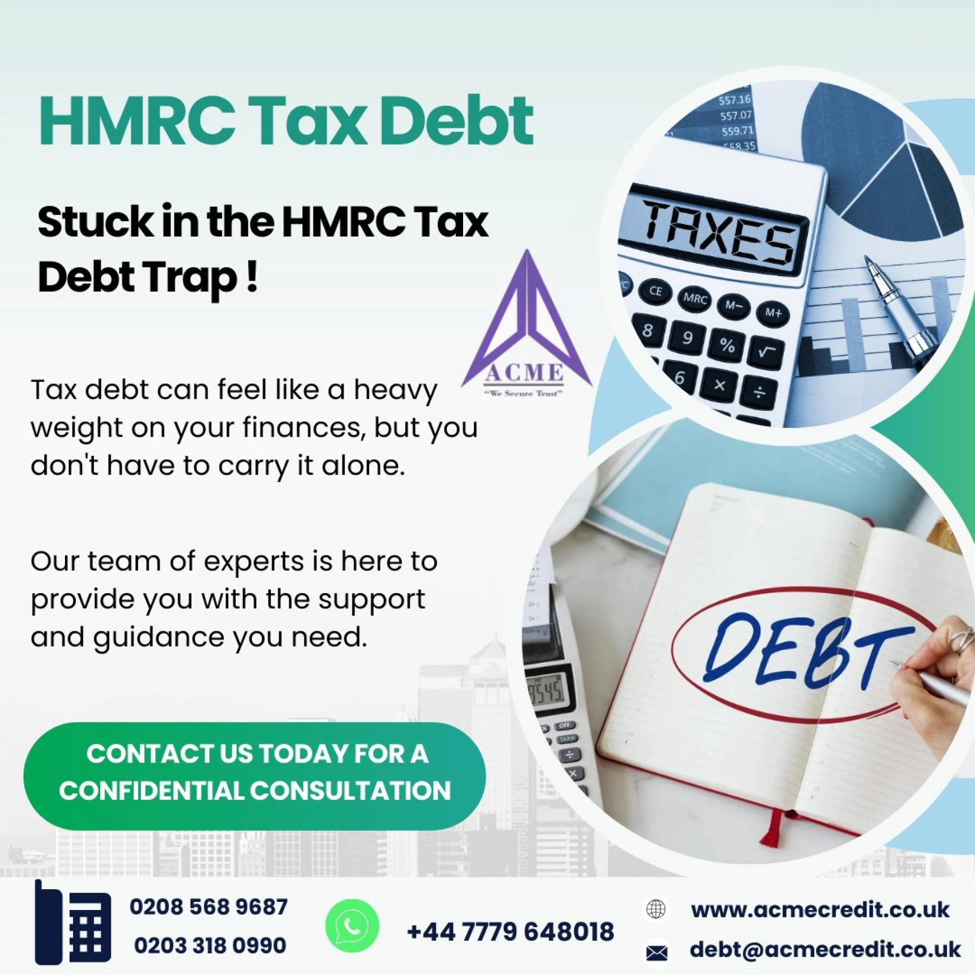 contact Acme Credit Consultants: Phone: 0203 318 0990