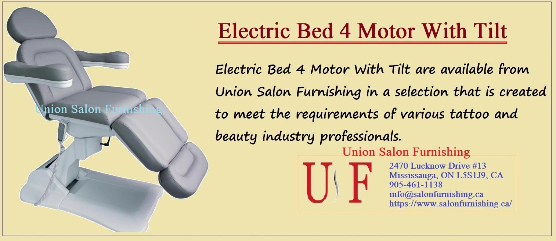 Electric Bed 4 Motor With Tilt - Union Salon Furnishing