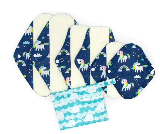 Reusable Menstrual Sanitary Pads (6 Pads + Free Wet Bag)