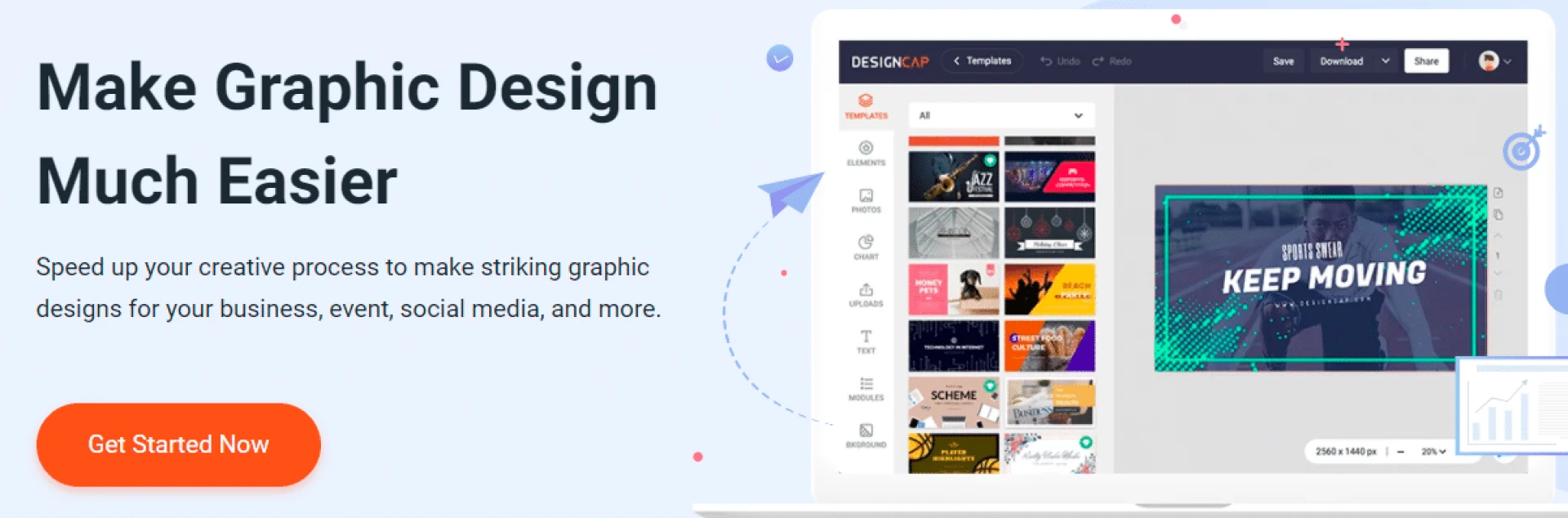 Easily create your graphic creations with DesignCap