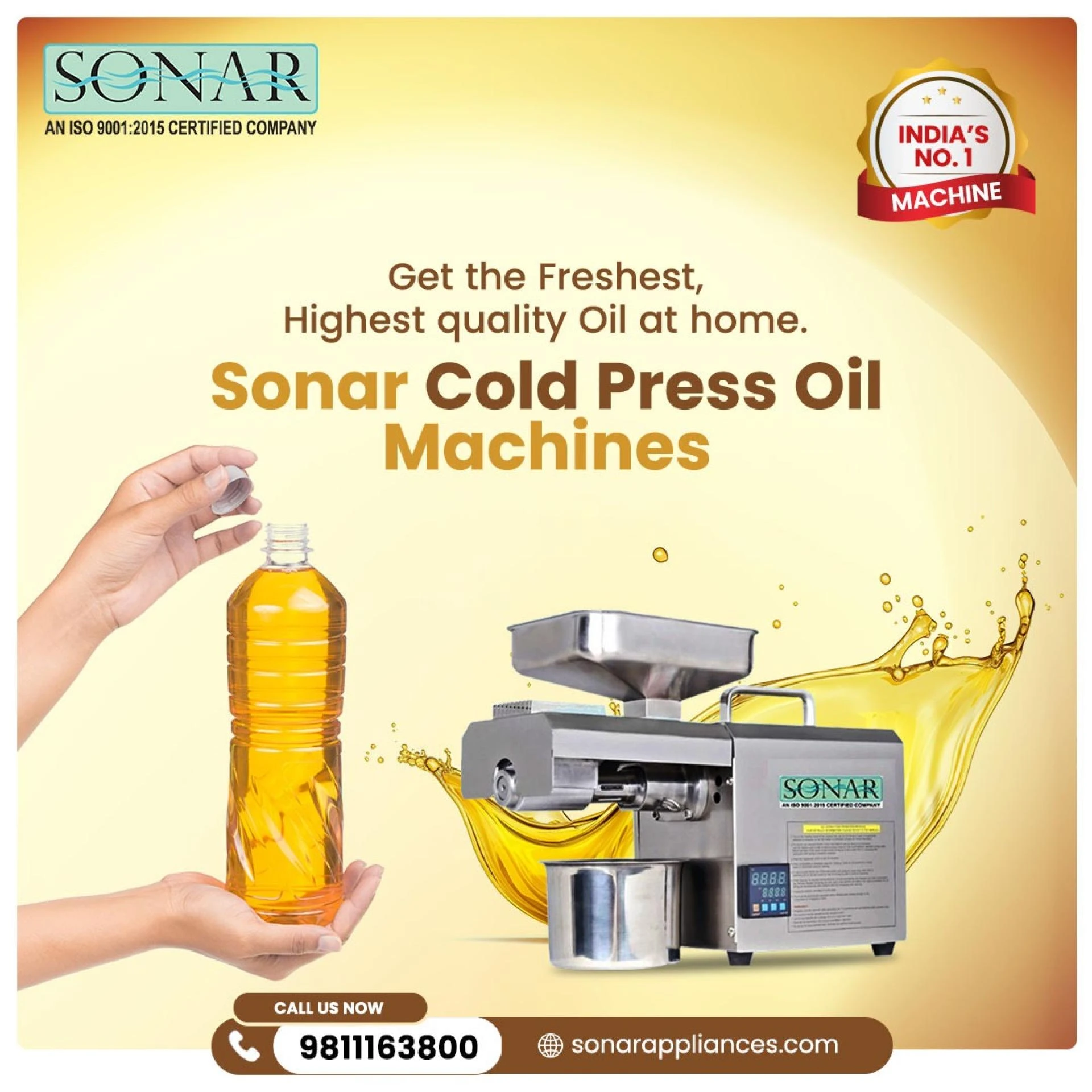 Cold Press Oil Machine| Sonar Appliances | Cold oil press machine
