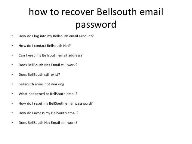 How Do I Recover My Bellsouth Net Email