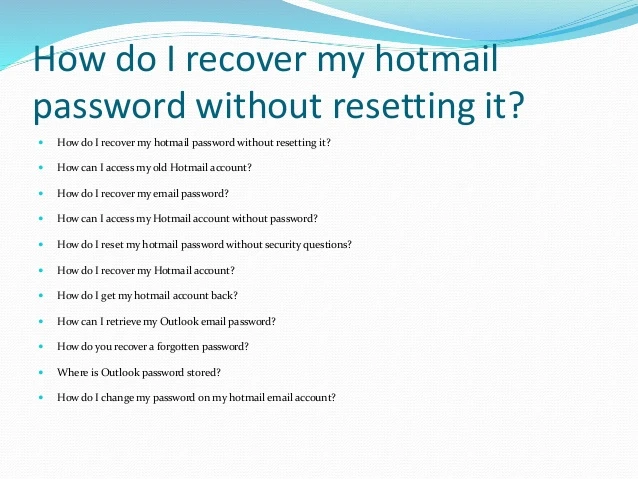 How Do I Retrieve My Password For My Hotmail Account