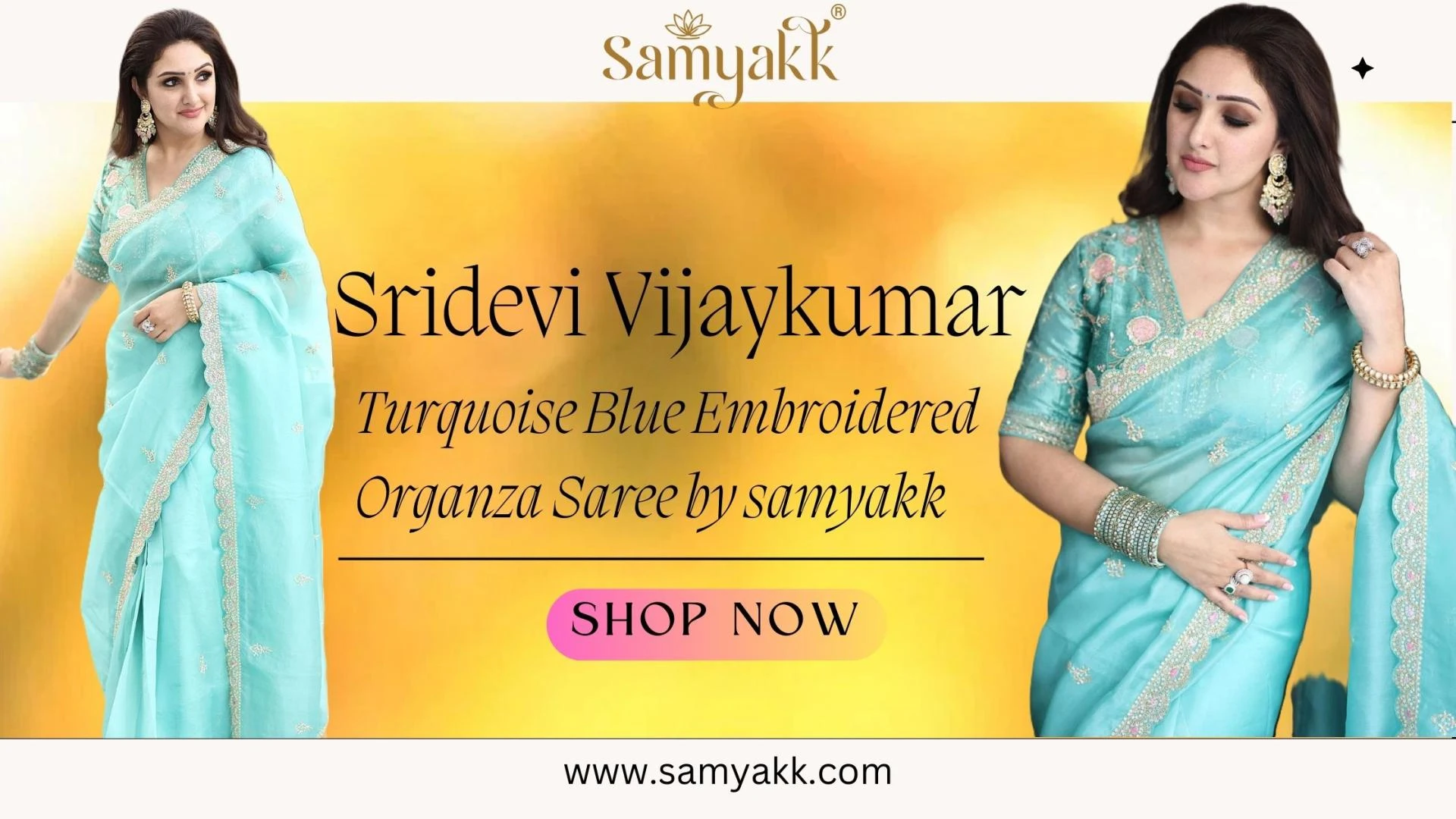 Sridevi Vijaykumar: Turquoise Dream in Samyakk Organza