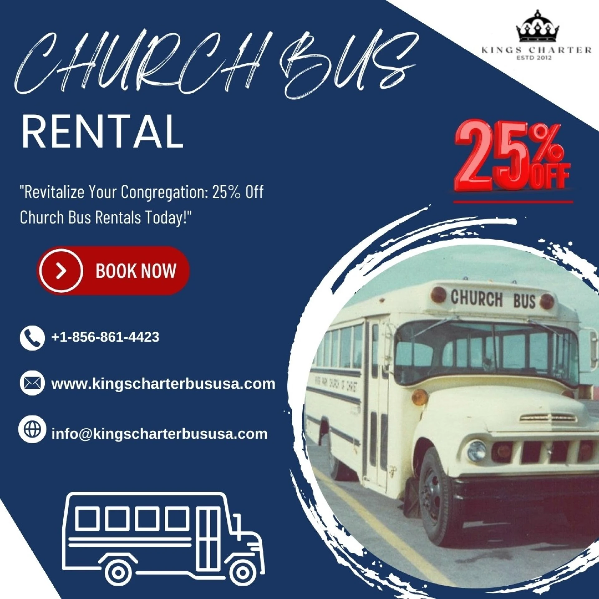 "Limited Offer: 25% Off on Church Bus Rentals – Reserve Today!"