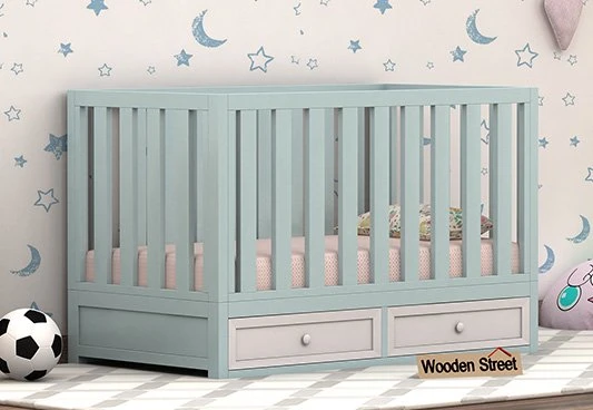 Lunar Crib with Storage Drawers (Dual Colour) by Wooden Street