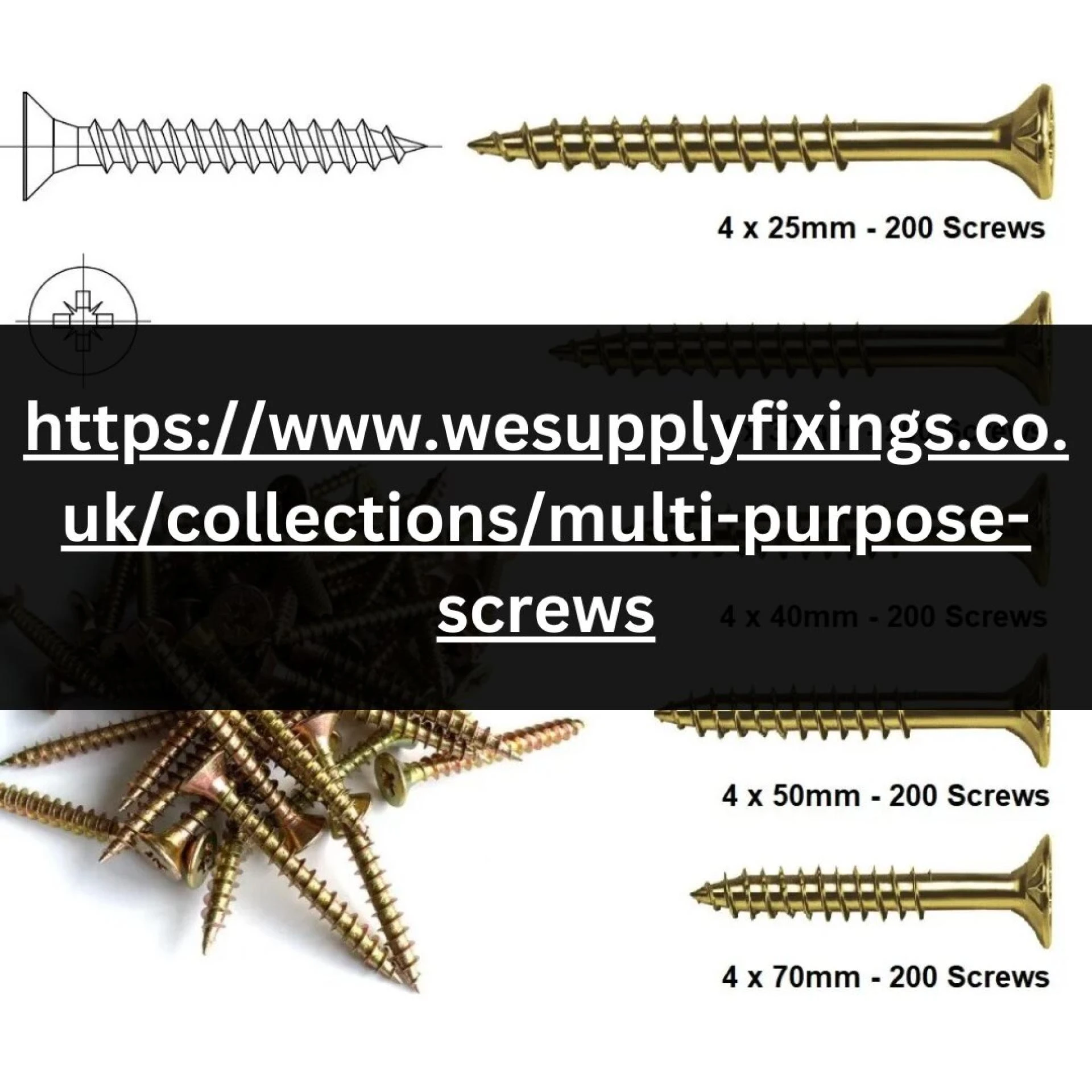 Explore Our Range of Multi-Purpose Screws, Including Plasterboard, Drywall, Stainless Steel, and Black Screws