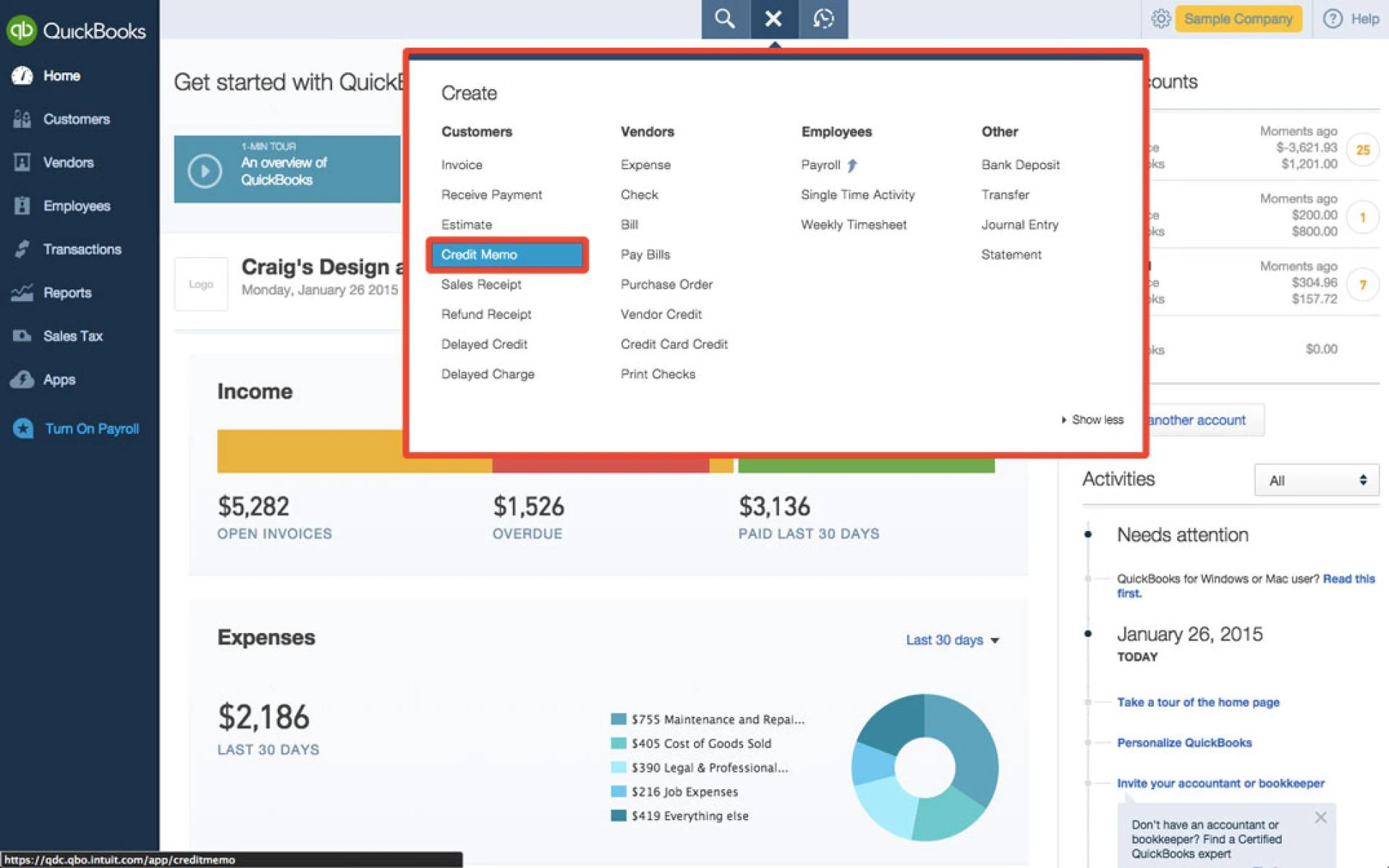 How to build a credit memo in QuickBooks?