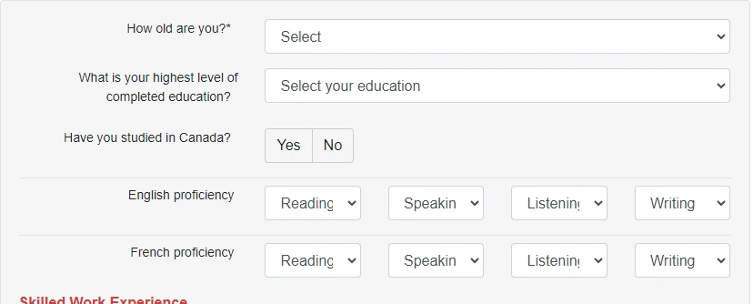 Express Entry Score Calculator 2023