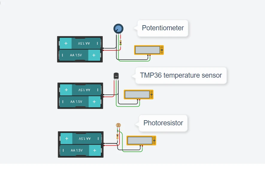 In Tinkercad circuits, choose sensor substitutes.