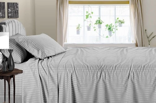 Luxury &amp; Stylish Striped Light Grey Sheet Set