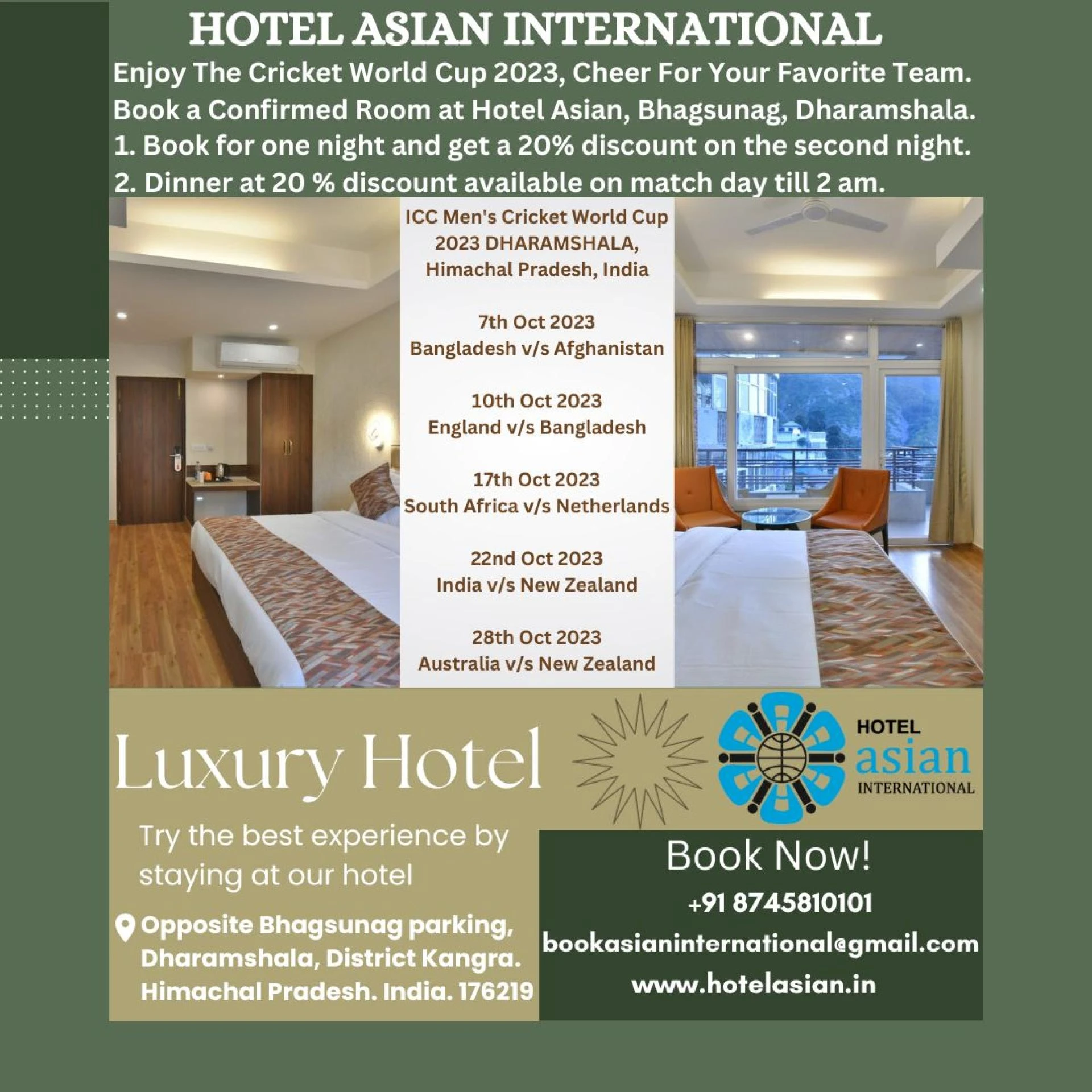 Hotels in Dharamshala near HPCA Stadium