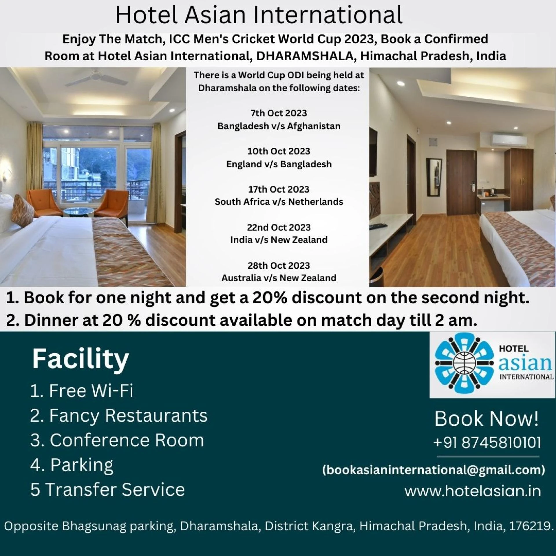 Cricket World Cup 2023 Hotel Asian Offers Booking