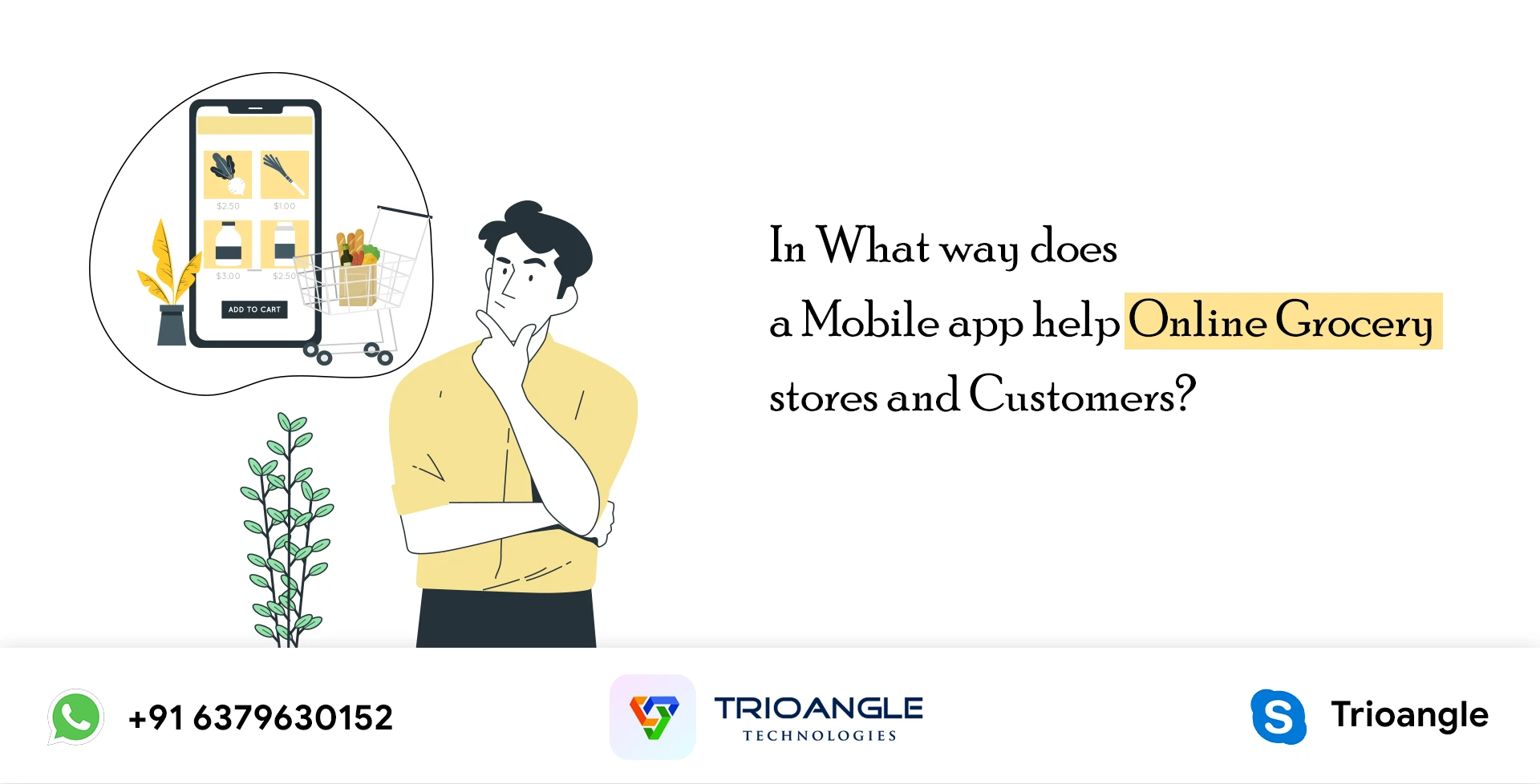 In What way does a Mobile app help Online Grocery stores and Customers