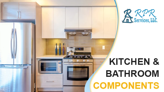 What are kitchen and bathroom components inspected during property inspection process?