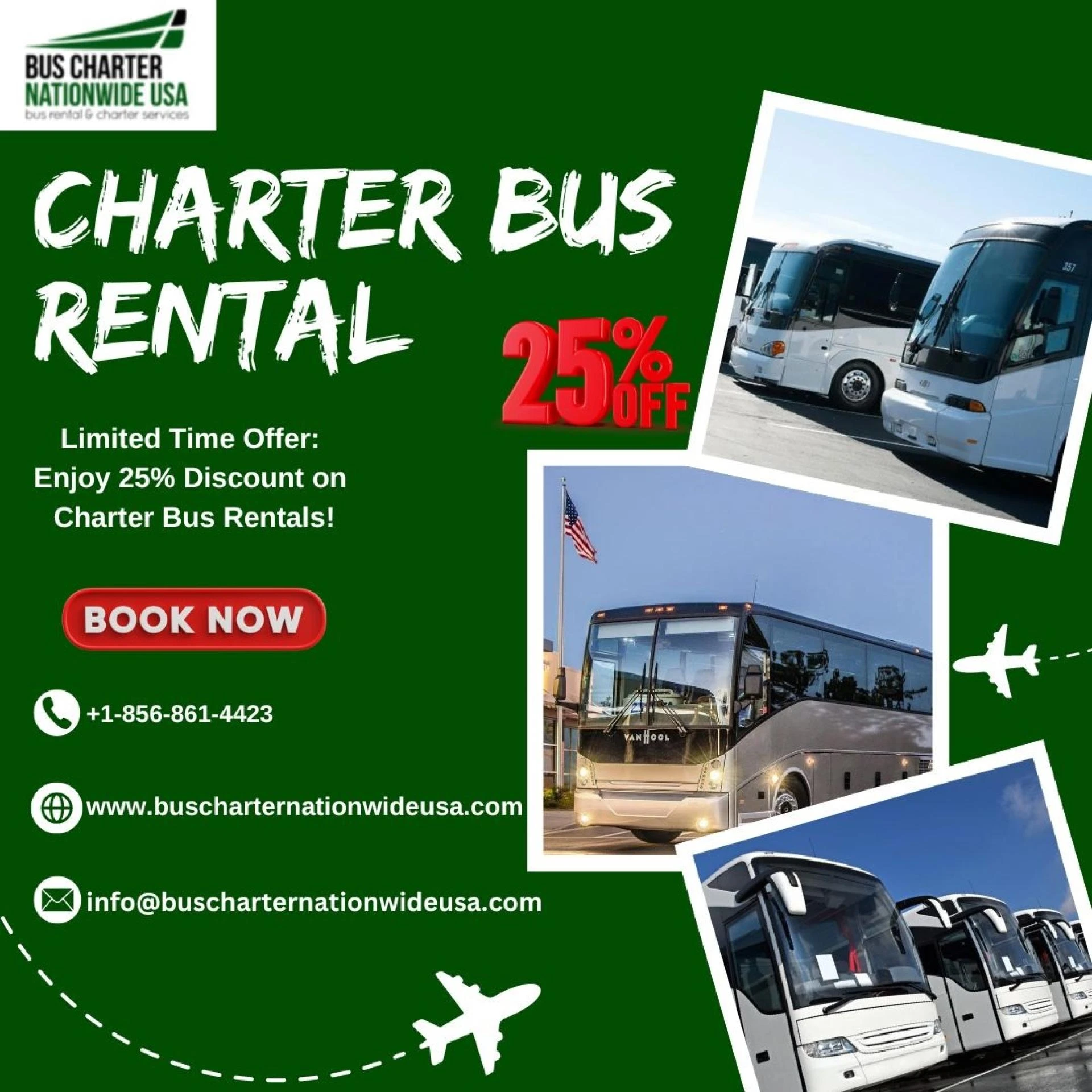 Explore More for Less: Enjoy a 25% Discount on Charter Bus Rentals!