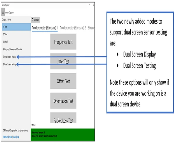 How to Test the Dual Screen Device Using SensorExplorer 2.0