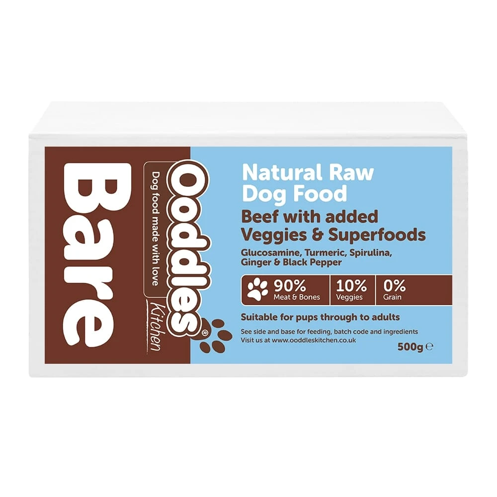 Natural Raw Dog Food Beef with added Veggies &amp; Superfoods. Complete 500g Meals. From £2.99