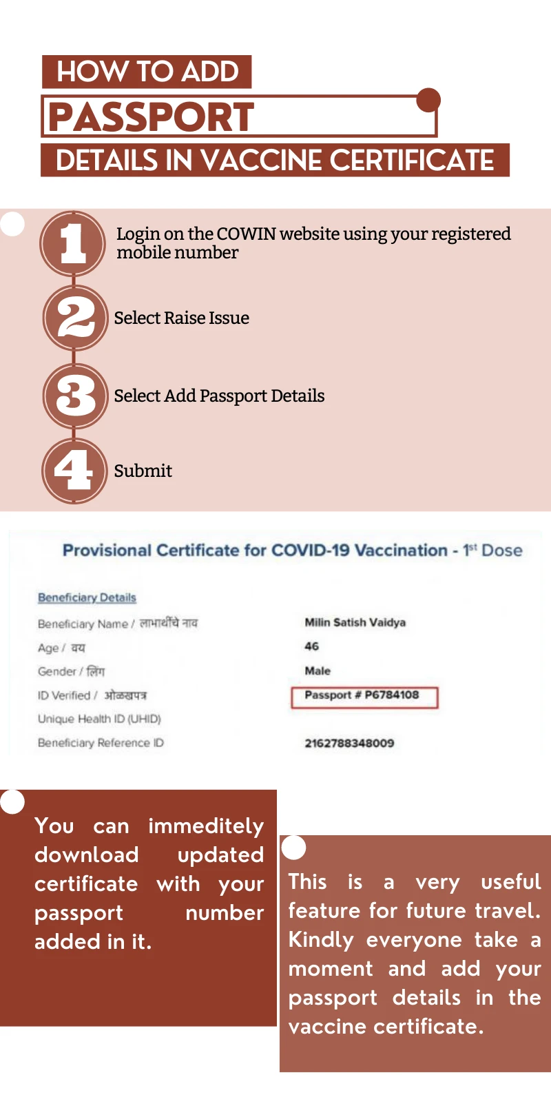 How to link the passport with vaccination certificate