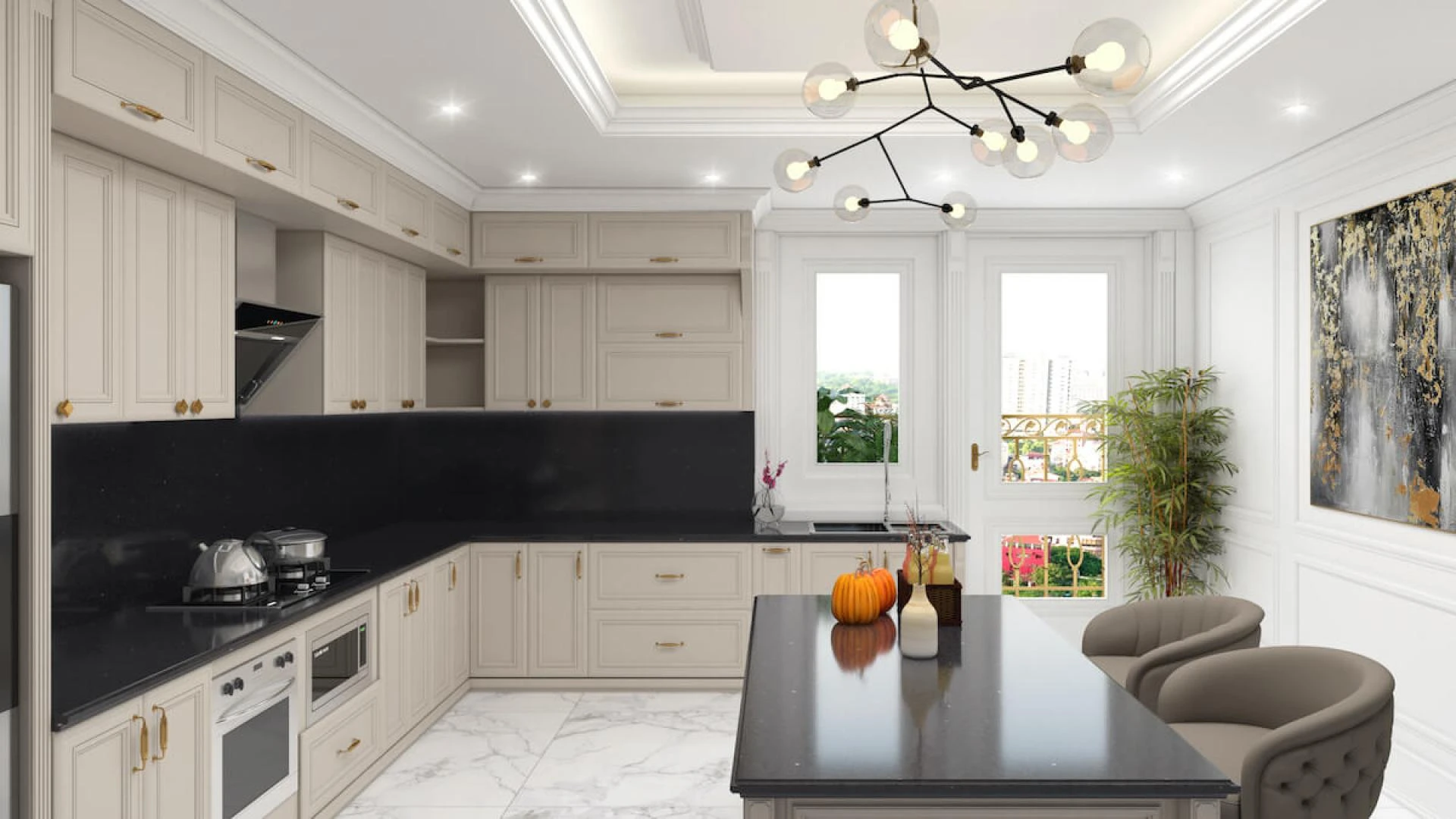 Stylish Contrast: Designing a White Kitchen with a Black Worktop