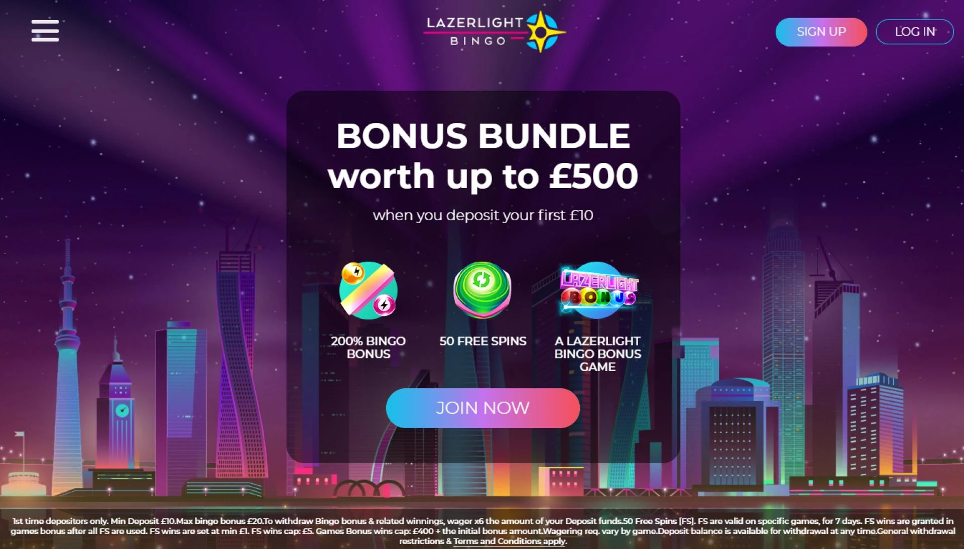 Lazer Light Bingo Review - Get 200% Deposit Bonus plus 50 Free Spins