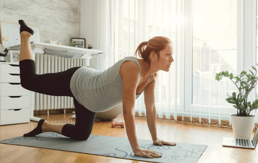 Pregnancy exercise and yoga positions, as well as nutrition