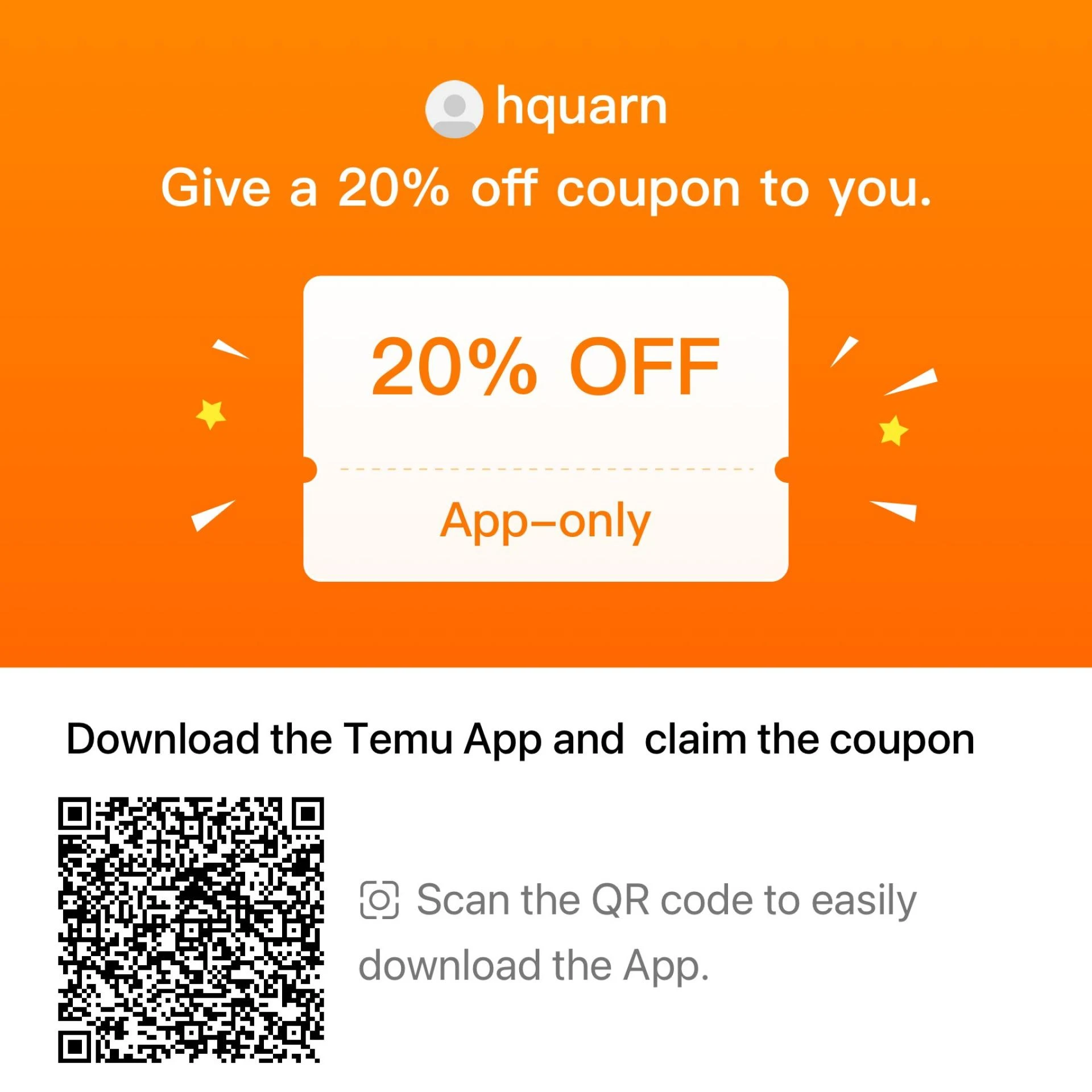 Save 20% on All Orders using Temu coupon code