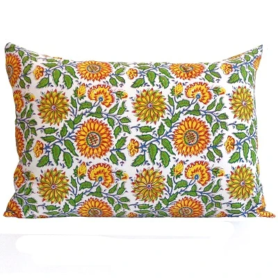 Block Print Lumbar Pillow Online - Roopantaran