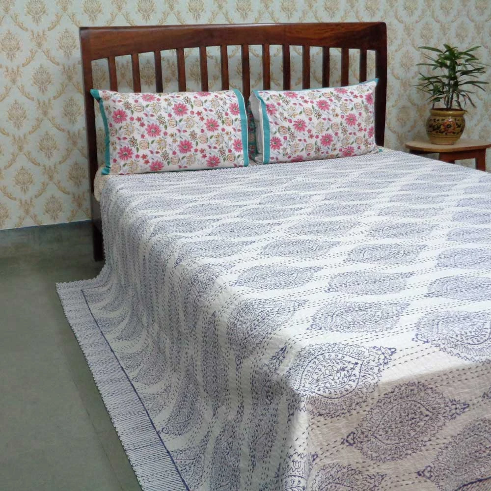 Buy Kantha Quilt Queen Size at Roopantaran