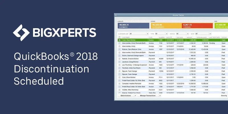 QuickBooks Desktop Version 2018 Discontinued