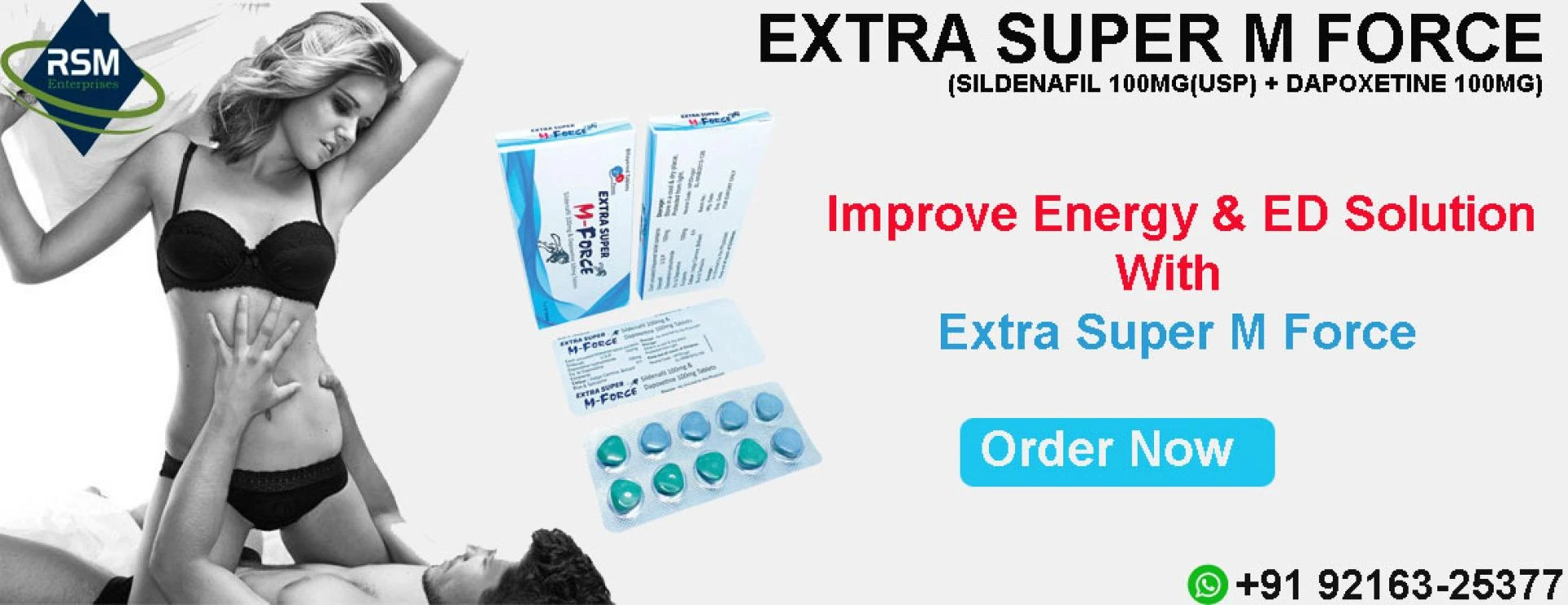 Improve Sexual Energy and ED Solution With Extra Super M Force (Sildenafil + Dapoxetine) | All Pay After Delivery